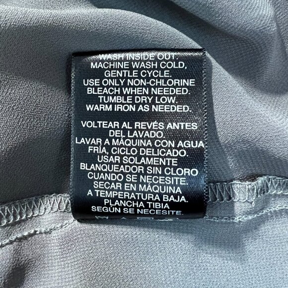 Norma Kamali Blouse Womens XXL Gray Sheer Button Down Ruffle Bib Whimsical - Picture 9 of 10